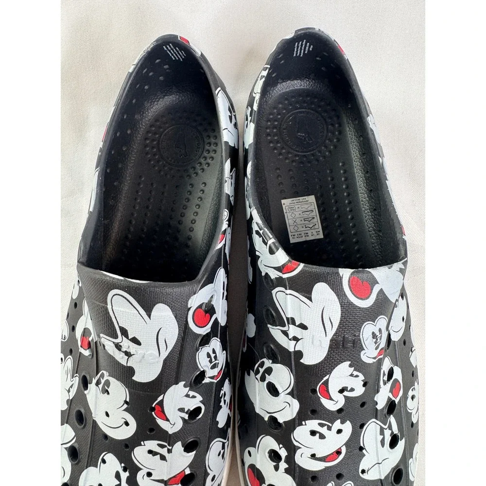 Native Shoes Jefferson Disney Mickey Mouse Print Black Mens Size 12 Slip On EVA
